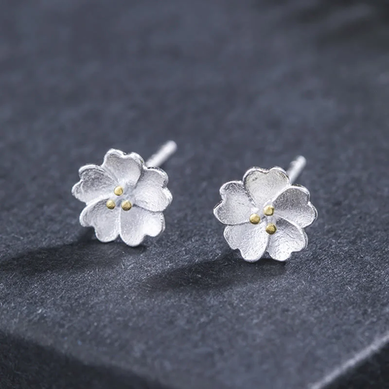 Women's Earrings – Elegant Designs for Every Personality--Buddha Stones 925 Sterling Silver Cherry Blossoms Floral Calm Stud Earrings