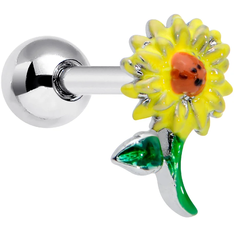 Women's Earrings – Elegant Designs for Every Personality--16 Gauge 1/4 Sunny Yellow Sunflower Cartilage Tragus Earring Women's Earrings – Elegant Designs for Every Personality--16 Gauge 1/4 Sunny Yellow Sunflower Cartilage Tragus Earring