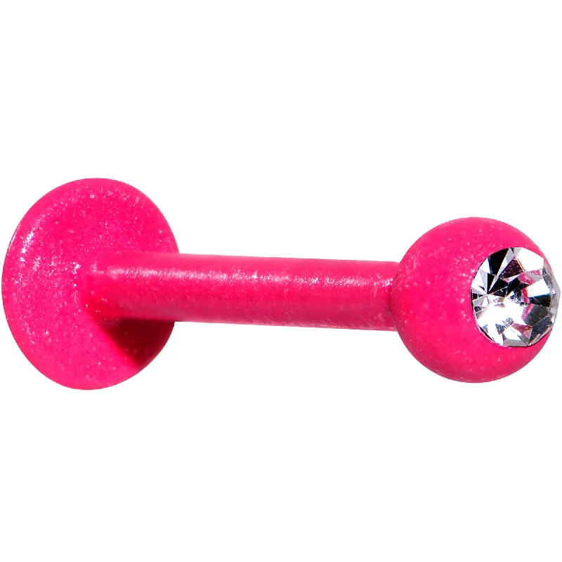 Comfortable Lip Rings for Smooth Feel16 Gauge 3/8 Clear Gem Pink Glow In The Dark Effect Labret Monroe