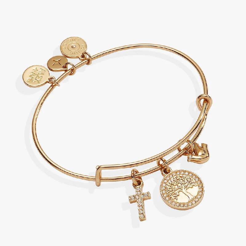Fashion Bangles for Women with Colorful Gems-Faith and Family Tree of Life Charm Bangle Fashion Bangles for Women with Colorful Gems-Faith and Family Tree of Life Charm Bangle