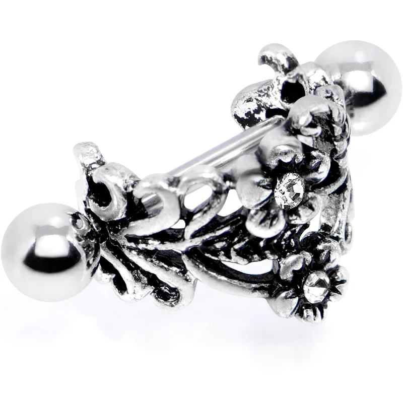 Women's Earrings – Elegant Designs for Every Personality--16 Gauge 1/2 Clear Gem Double Daisy Flower Cuff Cartilage Earring Women's Earrings – Elegant Designs for Every Personality--16 Gauge 1/2 Clear Gem Double Daisy Flower Cuff Cartilage Earring