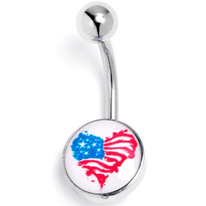 Comfortable Belly Rings with Stylish Accents -Heart Flag Patriotic Belly Ring
