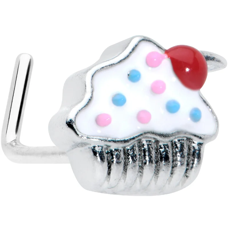 Simple Yet Elegant Nose Rings -20 Gauge 5/16 Red White Sprinkle Cherry Cupcake L Shaped Nose Ring Simple Yet Elegant Nose Rings -20 Gauge 5/16 Red White Sprinkle Cherry Cupcake L Shaped Nose Ring