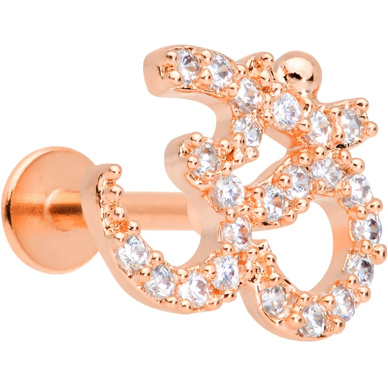 Custom Lip Rings for Personal Fashion16 Gauge 5/16 Clear CZ Gem Rose Gold Tone Amazing Om Labret Monroe