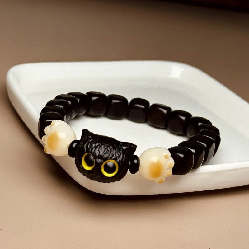 Simple Braided Bracelets for Men-Buddha Stones Ebony Wood Cute Cat Bodhi Seed Paw Claw Peace Bracelet Simple Braided Bracelets for Men-Buddha Stones Ebony Wood Cute Cat Bodhi Seed Paw Claw Peace Bracelet