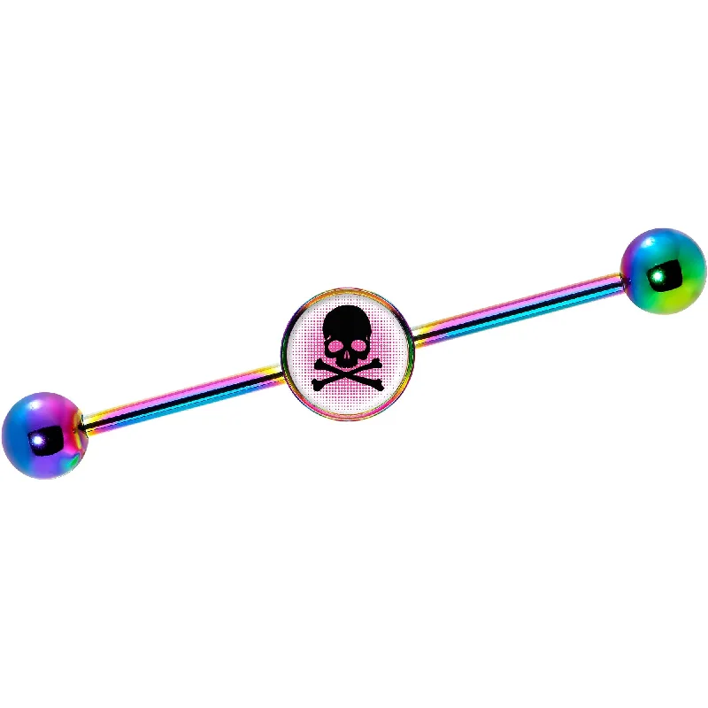 Women's Earrings – Elegant Designs for Every Personality--14 Gauge Pink Rainbow Skull Rainbow Industrial Barbell 37mm Women's Earrings – Elegant Designs for Every Personality--14 Gauge Pink Rainbow Skull Rainbow Industrial Barbell 37mm