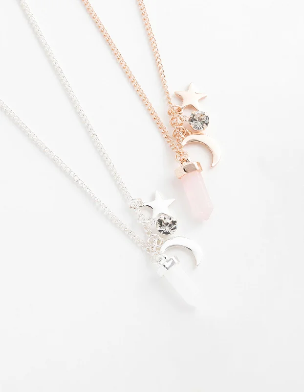 Shop Classic Women's  Necklaces & Pendants with a Modern Twist-Mixed Metal Semi-Precious Charm Shard Necklace Pack