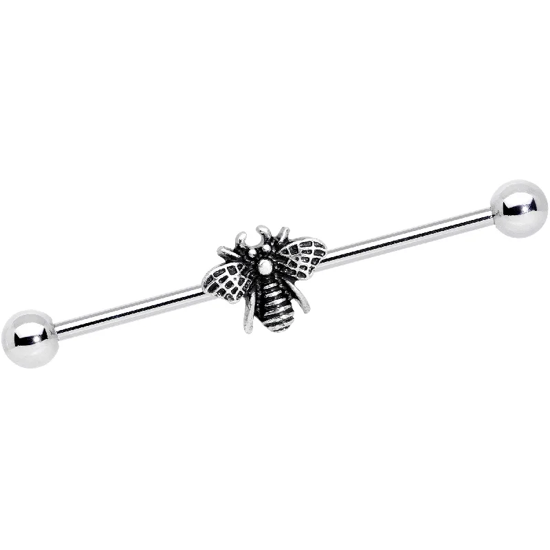 Women's Earrings – Elegant Designs for Every Personality--14 Gauge Bumbling Bumblebee Industrial Barbell 38mm