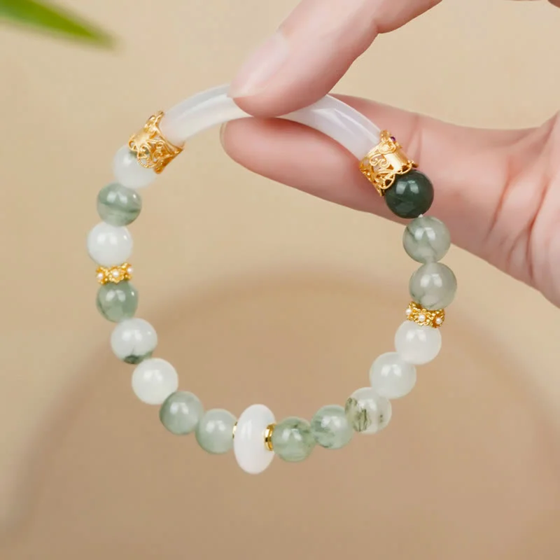 Sturdy Bangles for Women-Buddha Stones Natural Tianshan Jade Chalcedony Luck Bracelet Sturdy Bangles for Women-Buddha Stones Natural Tianshan Jade Chalcedony Luck Bracelet