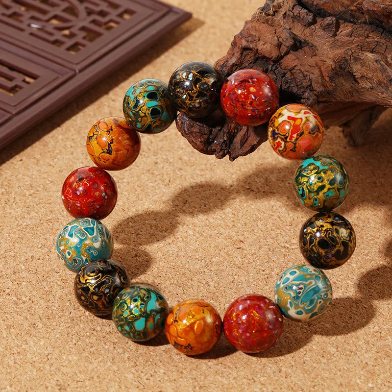 Sleek Bracelets for Men-Buddha Stones Natural Multicolored Lacquer Beads Calm Bracelet Sleek Bracelets for Men-Buddha Stones Natural Multicolored Lacquer Beads Calm Bracelet