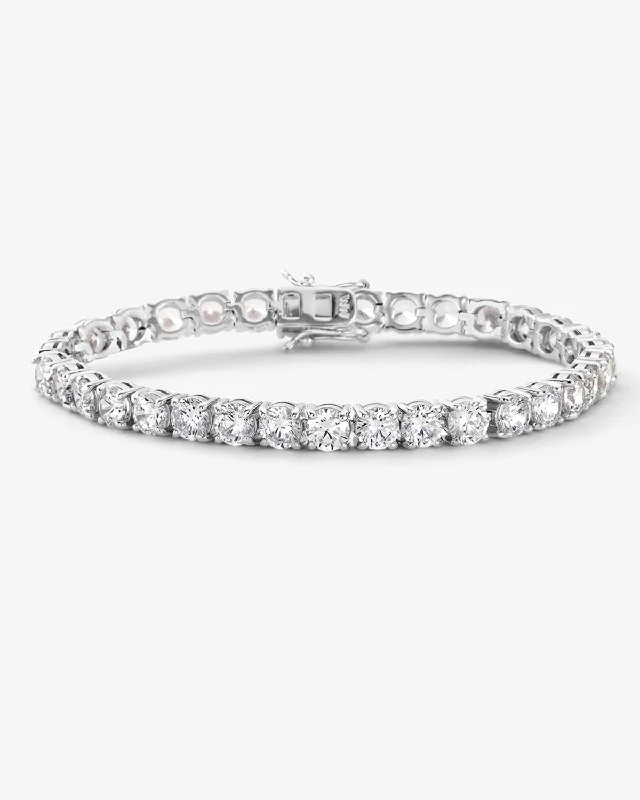 Dainty Bangles for Women-Mama Heiress Tennis Bracelet - Silver|White Diamondettes