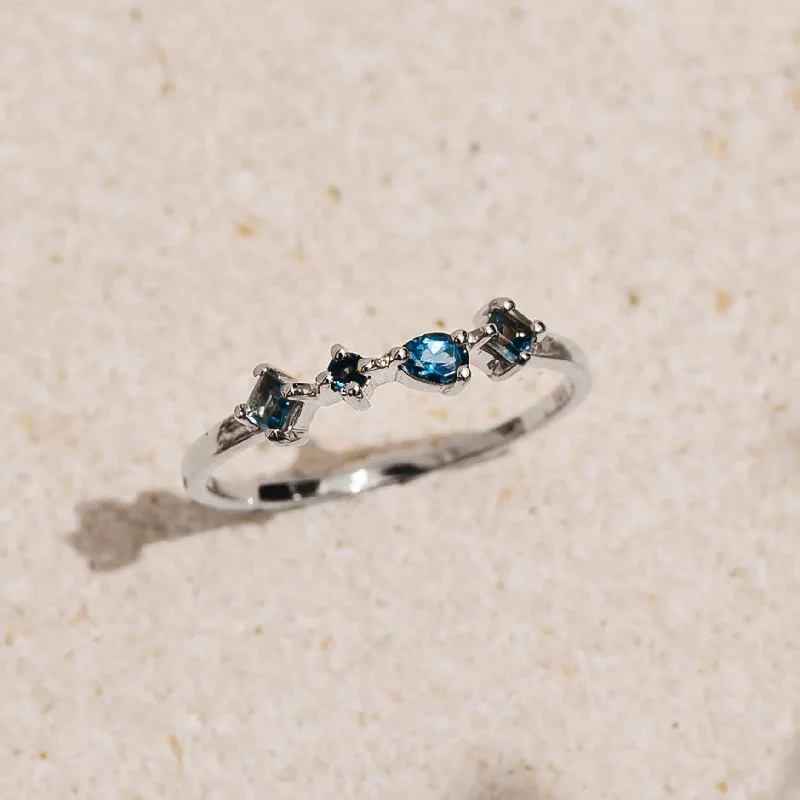 Chic Women's Rings for Fashion-Forward Looks-White Gold London Blue Topaz Ring - Ilse Luxe