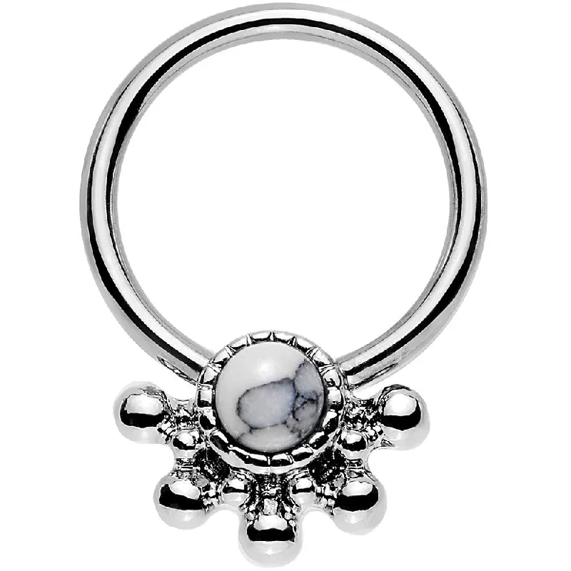 Comfortable Lip Rings for All-Day Wear14 Gauge 3/8 White Faux Turquoise Steel Signet Captive Ring Comfortable Lip Rings for All-Day Wear14 Gauge 3/8 White Faux Turquoise Steel Signet Captive Ring