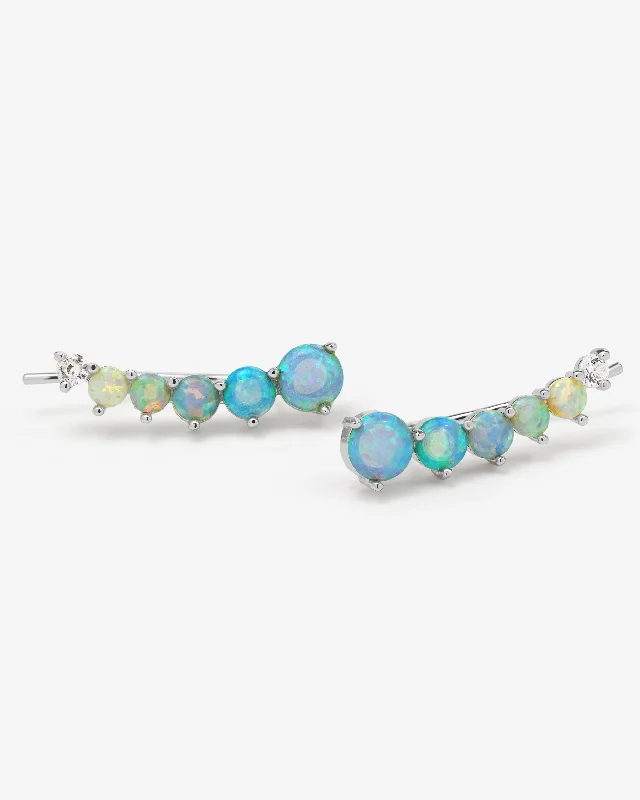 Women's Earrings – Elegant Designs for Every Personality--Not Your Basic Ombré Ear Crawler - Silver|Blue Opal Ombré