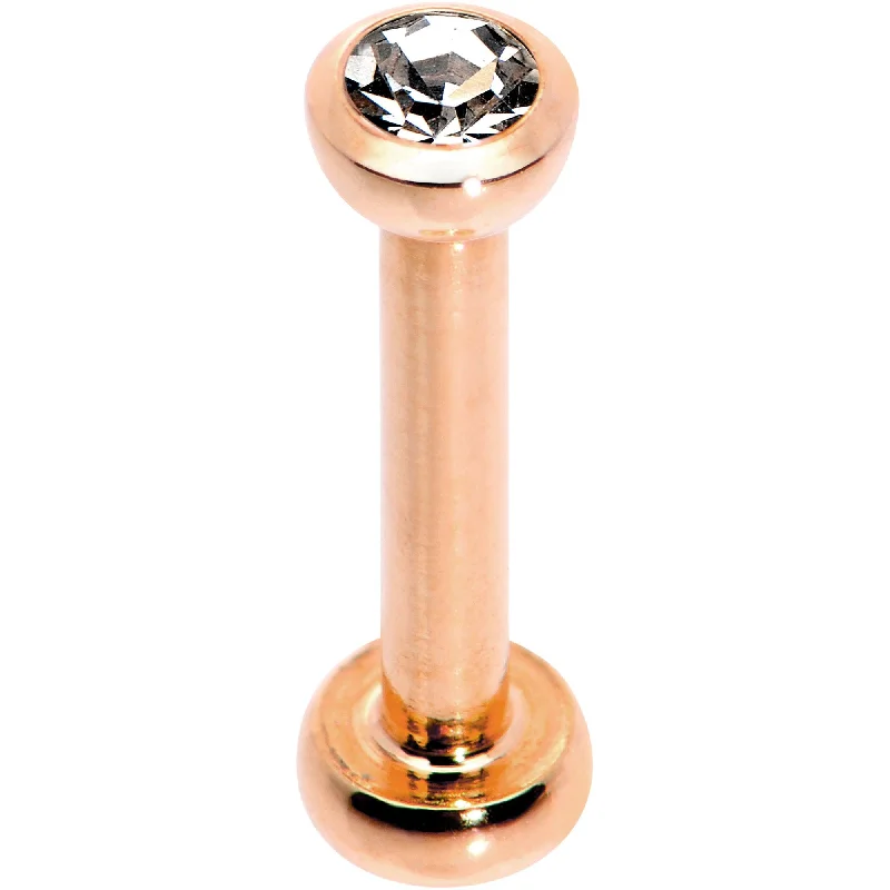 Women's Earrings – Elegant Designs for Every Personality--Clear 2mm Gem Rose Gold Tone Internally Threaded Cartilage Earring
