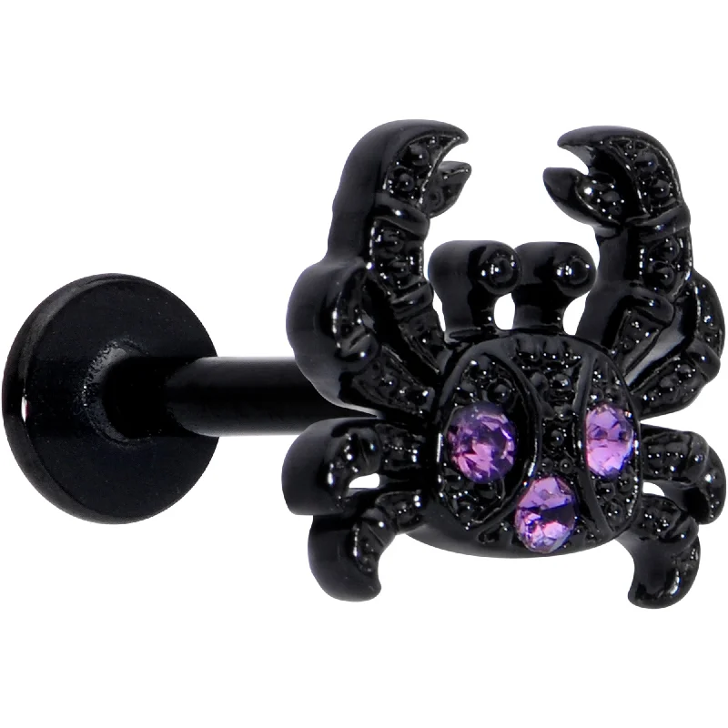 Classic Lip Rings with Contemporary Design16 Gauge 5/16 Purple Gem Black Chic Crab Labret Monroe Tragus