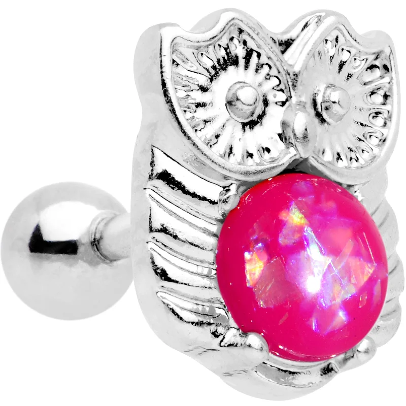 Women's Earrings – Elegant Designs for Every Personality--16 Gauge 1/4 Pink Faux Opal Guardian Owl Cartilage Tragus Earring Women's Earrings – Elegant Designs for Every Personality--16 Gauge 1/4 Pink Faux Opal Guardian Owl Cartilage Tragus Earring