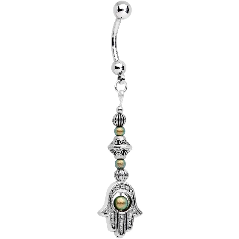 Stunning Belly Rings for Bold Fashion Statements -Handmade Spirit of Hamsa Belly Ring Created with Crystals Stunning Belly Rings for Bold Fashion Statements -Handmade Spirit of Hamsa Belly Ring Created with Crystals