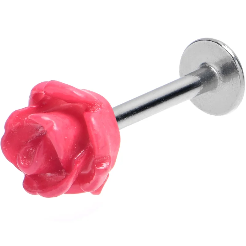 Elegant Lip Rings with Classic Appeal16 Gauge 3/8 Open Bloom Rose Pink Labret Monroe Tragus