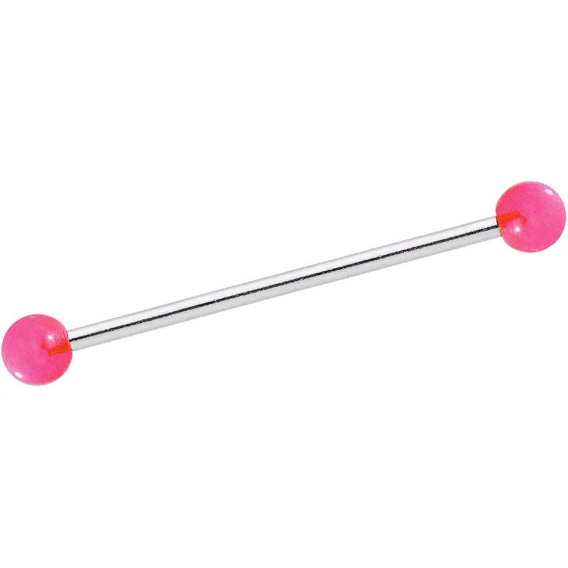 Women's Earrings – Elegant Designs for Every Personality--Pink Glow in the Dark Industrial Barbell 31mm