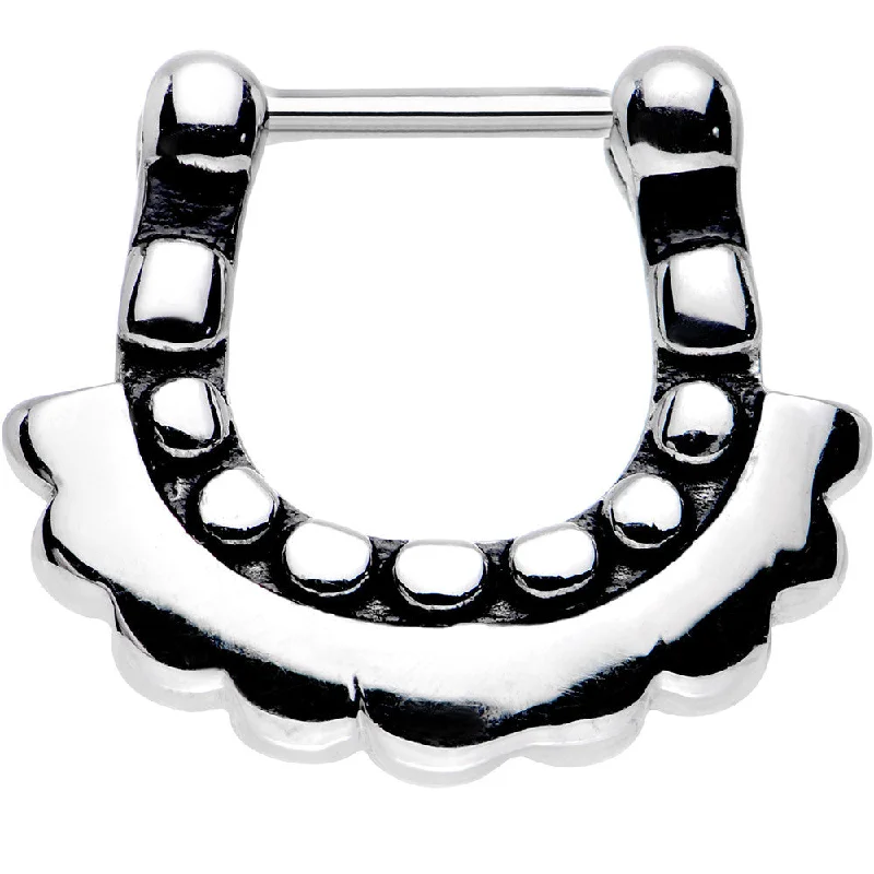 Nose Rings with Modern Appeal -16 Gauge 5/16 Stainless Steel Aztec Moon Septum Clicker Nose Rings with Modern Appeal -16 Gauge 5/16 Stainless Steel Aztec Moon Septum Clicker
