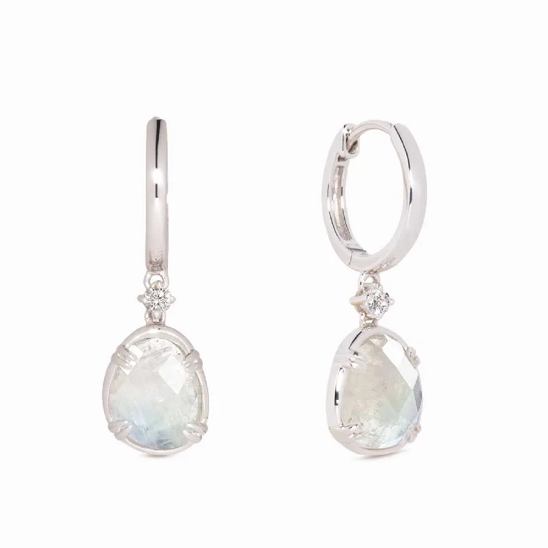 Women's Earrings – Elegant Designs for Every Personality--Silver Rainbow Moonstone Earrings - Victoria