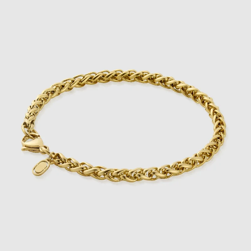 Fashionable Cuff Bracelets for Men-Wheat Bracelet (Gold) 5mm