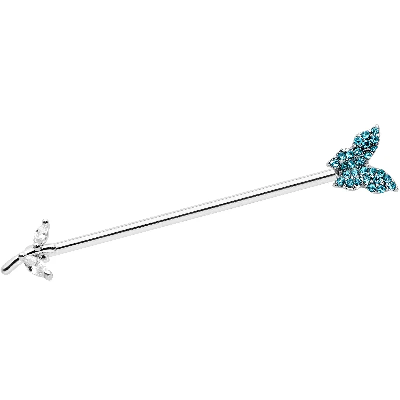 Women's Earrings – Elegant Designs for Every Personality--14 Gauge Clear Blue CZ Gem Branch Butterfly Industrial Barbell 38mm Women's Earrings – Elegant Designs for Every Personality--14 Gauge Clear Blue CZ Gem Branch Butterfly Industrial Barbell 38mm