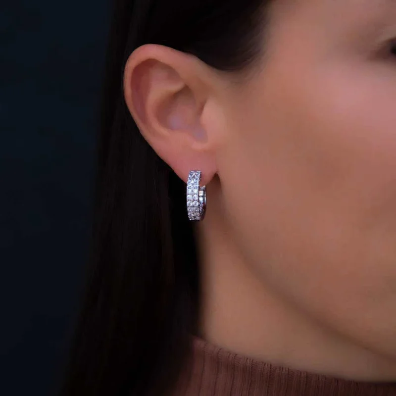 Women's Earrings – Elegant Designs for Every Personality--Double Row Hoop Earrings in White Gold