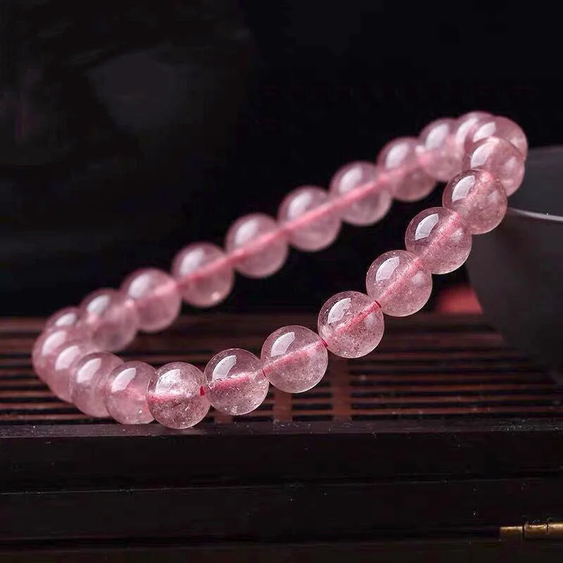 Personalised Silver Bangles for Women-Buddha Stones Natural Rose Quartz Love Caring Bracelet