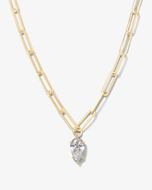 Shop Classic Women's Necklaces & Pendants with a Modern Twist-Samantha Teardrop Necklace - Gold|White Diamondettes Shop Classic Women's Necklaces & Pendants with a Modern Twist-Samantha Teardrop Necklace - Gold|White Diamondettes