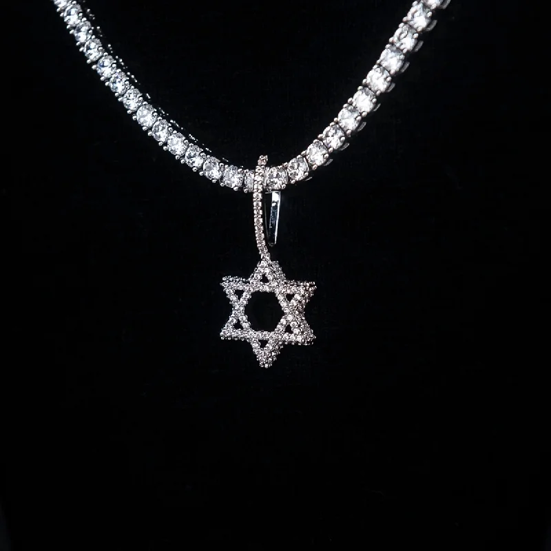Wrist Bracelets with Adjustable Length for Men-Micro Diamond Pave Star of David Pendant Wrist Bracelets with Adjustable Length for Men-Micro Diamond Pave Star of David Pendant