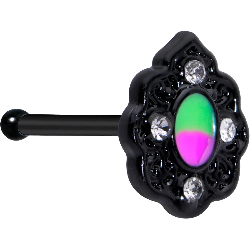 Trendy Nose Rings for Fun Looks -20 Gauge 1/4 Purple Tourmaline Black Lacy Drop Nose Bone Trendy Nose Rings for Fun Looks -20 Gauge 1/4 Purple Tourmaline Black Lacy Drop Nose Bone