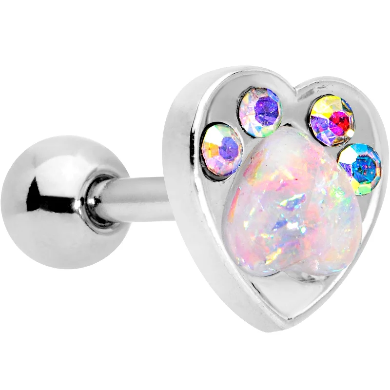 Women's Earrings – Elegant Designs for Every Personality--16 Gauge 1/4 Pink Faux Opal Paw Print Heart Cartilage Tragus Earring Women's Earrings – Elegant Designs for Every Personality--16 Gauge 1/4 Pink Faux Opal Paw Print Heart Cartilage Tragus Earring