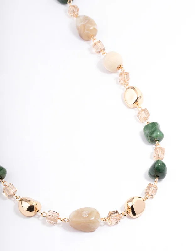 Shop Classic Women's Necklaces & Pendants with a Modern Twist-Gold Mixed Beaded Long Necklace Shop Classic Women's Necklaces & Pendants with a Modern Twist-Gold Mixed Beaded Long Necklace