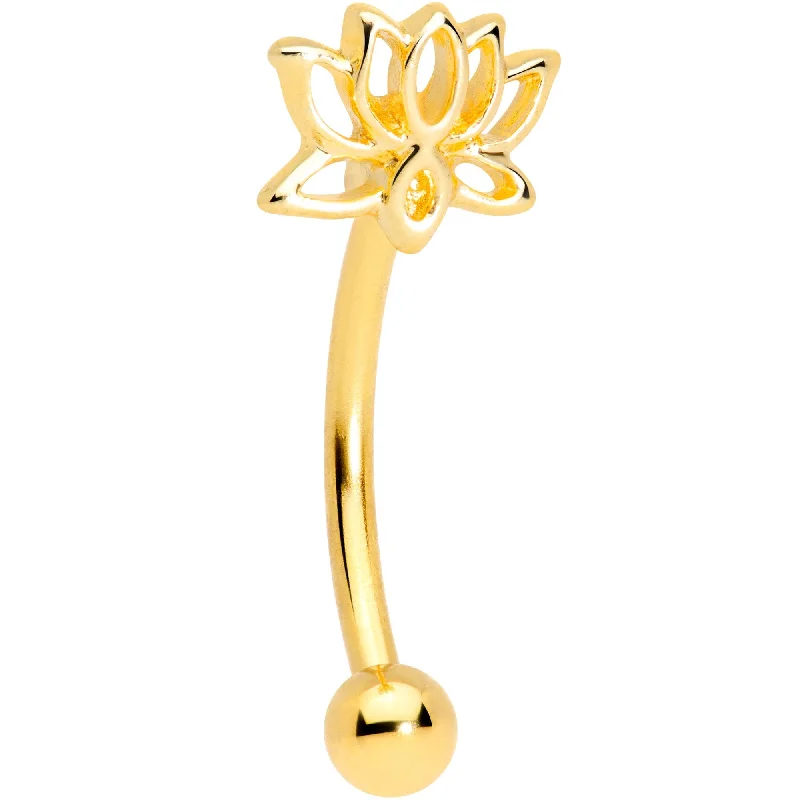 Women's Earrings – Elegant Designs for Every Personality--16 Gauge 3/8 Gold Tone Anodized Loopy Lotus Flower Curved Eyebrow Ring
