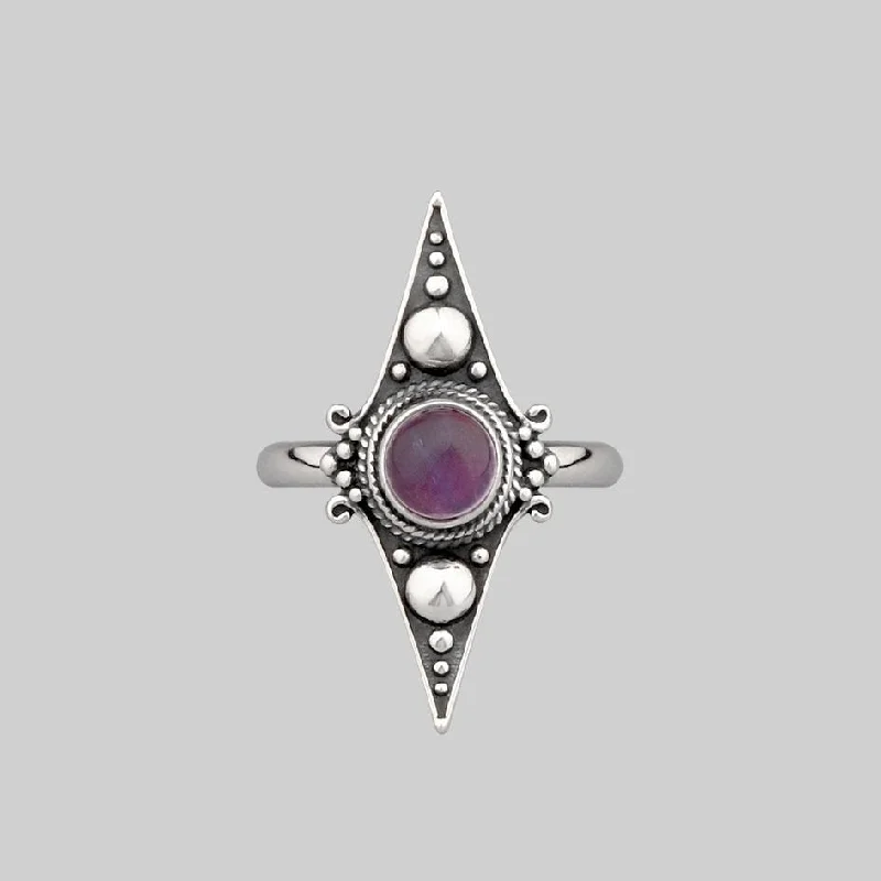 Chic Women's Rings for Fashion-Forward Looks-BALANCE. Amethyst Equilibrium Gemstone Ring - Silver Chic Women's Rings for Fashion-Forward Looks-BALANCE. Amethyst Equilibrium Gemstone Ring - Silver