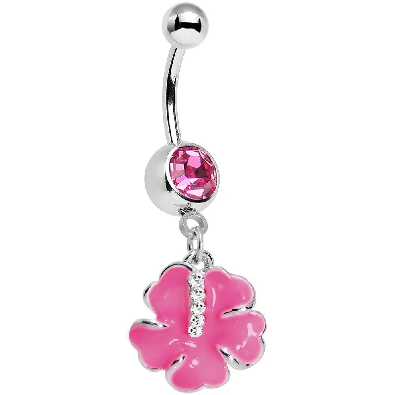 Beautiful Belly Rings for Statement Fashion -Pink Cubic Zirconia Poppy Flower Belly Ring Beautiful Belly Rings for Statement Fashion -Pink Cubic Zirconia Poppy Flower Belly Ring