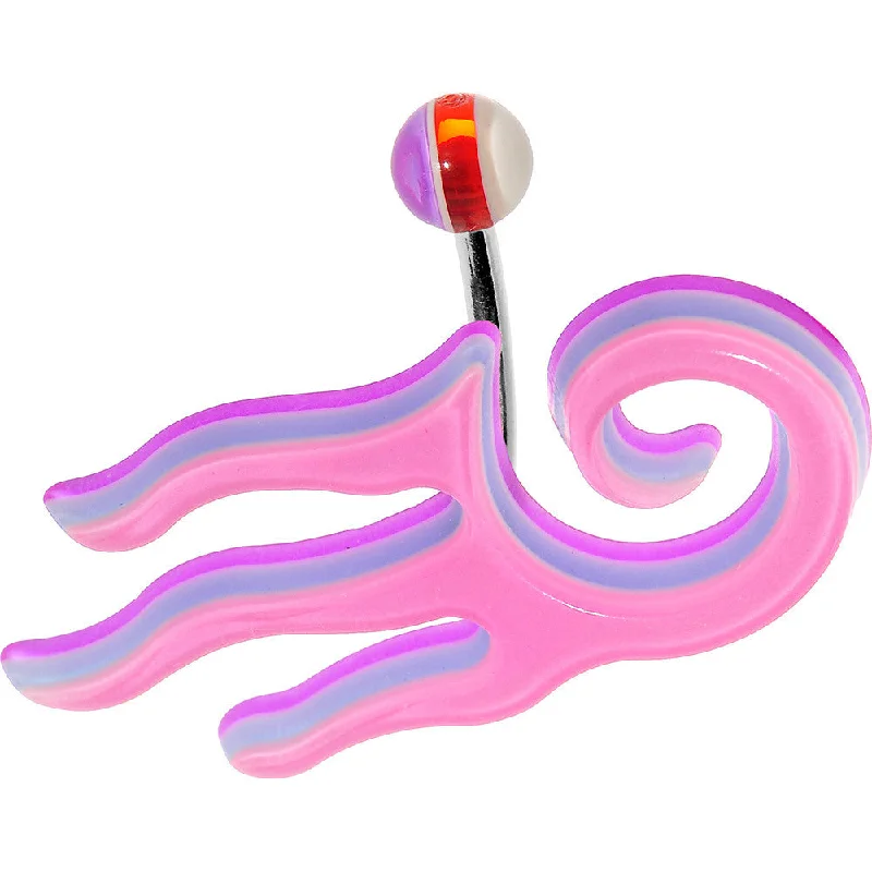 Trendy Belly Rings with Bold Details -Pink Acrylic Multi Layered Tribal Wind Belly Ring Trendy Belly Rings with Bold Details -Pink Acrylic Multi Layered Tribal Wind Belly Ring