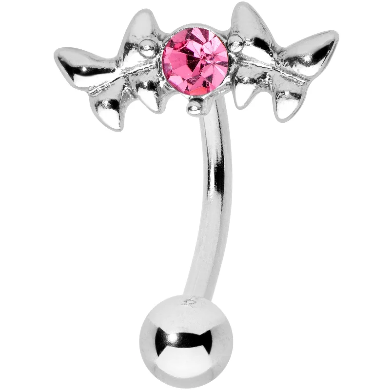 Trendy Belly Rings with Colorful Accents -Pink Gem Sweet Butterflies Top Mount Belly Ring Trendy Belly Rings with Colorful Accents -Pink Gem Sweet Butterflies Top Mount Belly Ring