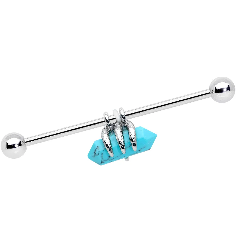 Women's Earrings – Elegant Designs for Every Personality--14 Gauge Blue Turquoise Claw Industrial Barbell 38mm Women's Earrings – Elegant Designs for Every Personality--14 Gauge Blue Turquoise Claw Industrial Barbell 38mm