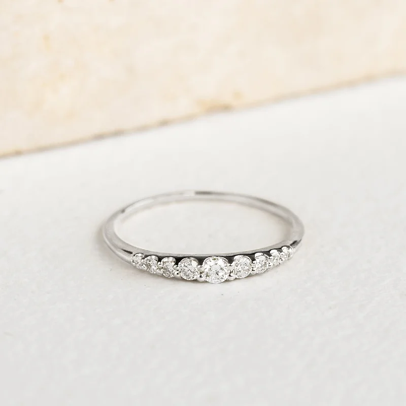Chic Women's Rings for Fashion-Forward Looks-Graduated Diamond Ring White Gold - Zoe