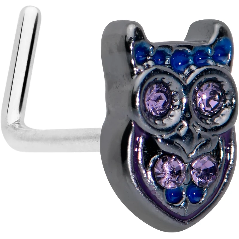 Stylish Nose Rings for Trendy Look -20 Gauge 7mm Purple Gem Opulent Owl L Shape Nose Ring Stylish Nose Rings for Trendy Look -20 Gauge 7mm Purple Gem Opulent Owl L Shape Nose Ring