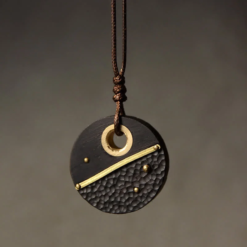 Shop Classic Women's Necklaces & Pendants with a Modern Twist-Buddha Stones Handcrafted Round Ebony Wood Copper Peace Necklace Pendant Shop Classic Women's Necklaces & Pendants with a Modern Twist-Buddha Stones Handcrafted Round Ebony Wood Copper Peace Necklace Pendant