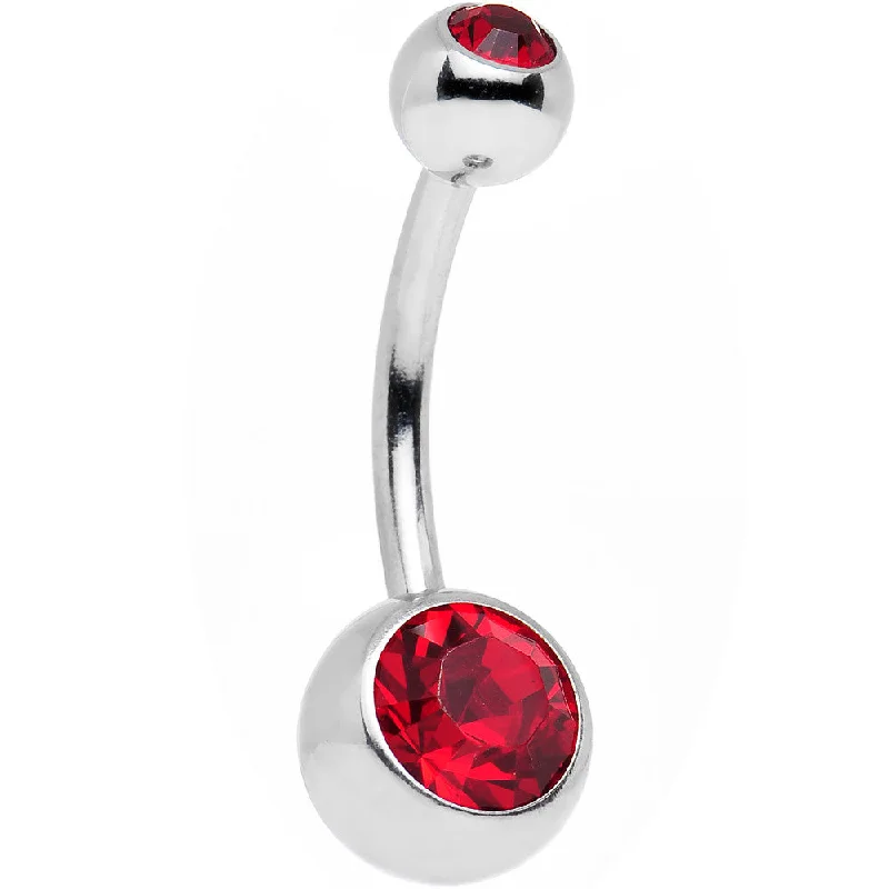 Unique Belly Rings with Glittering Stones -Light Siam Double Gem Belly Ring Created with Crystals Unique Belly Rings with Glittering Stones -Light Siam Double Gem Belly Ring Created with Crystals