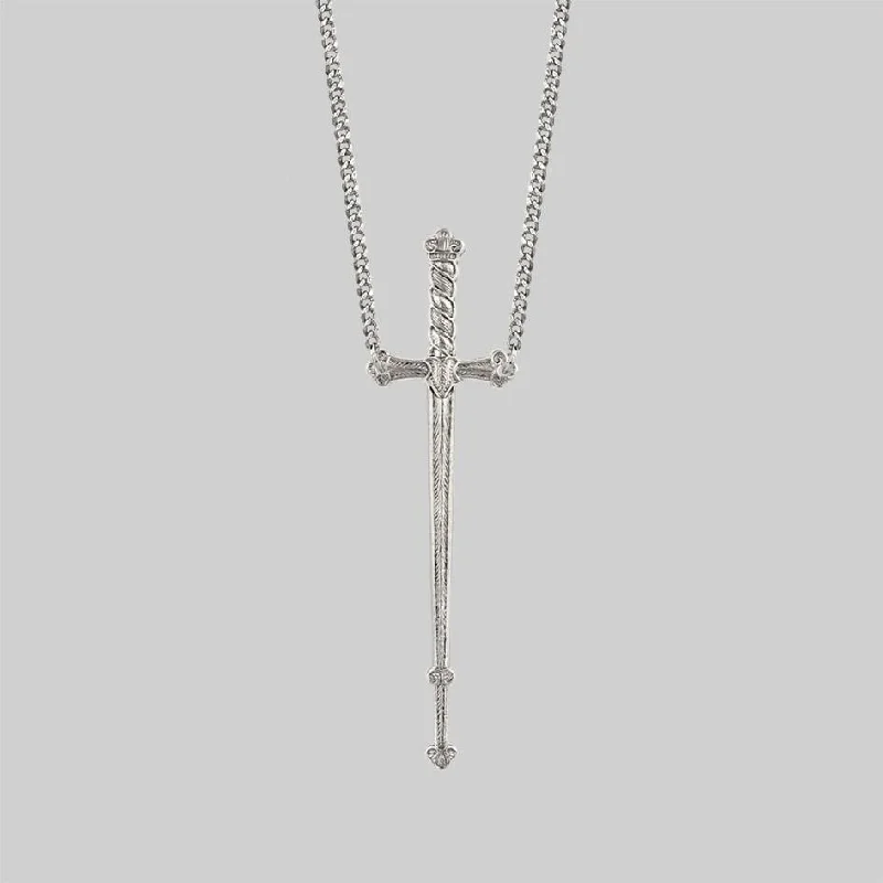 Shop Classic Women's Necklaces & Pendants with a Modern Twist-MERCY. Sword Necklace - Silver Shop Classic Women's Necklaces & Pendants with a Modern Twist-MERCY. Sword Necklace - Silver