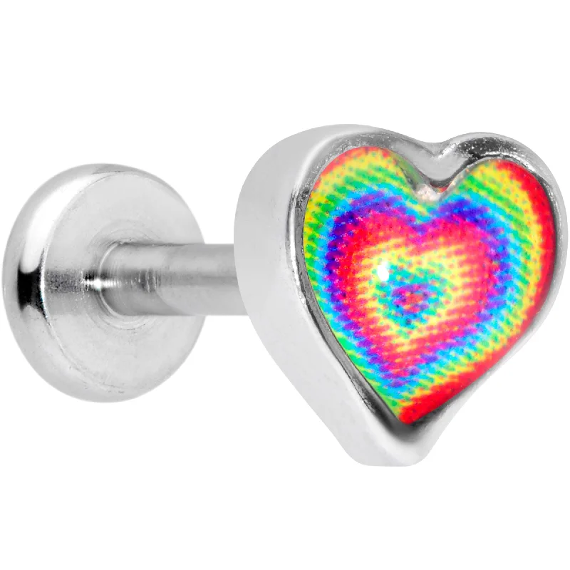 Lip Rings with Glittering Gems for Glamour16 Gauge 5/16 Rainbow Tie Dye Heart Valentines Day Labret Tragus