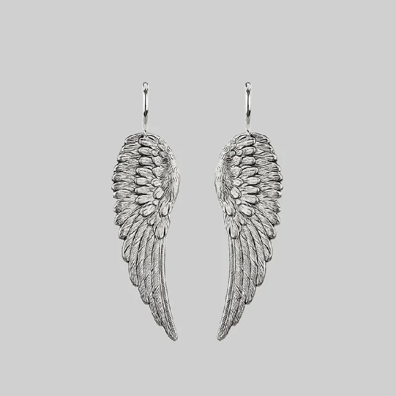 Women's Earrings – Elegant Designs for Every Personality--FALLEN SAINT. Angel Wing Hoop Earrings - Silver Women's Earrings – Elegant Designs for Every Personality--FALLEN SAINT. Angel Wing Hoop Earrings - Silver
