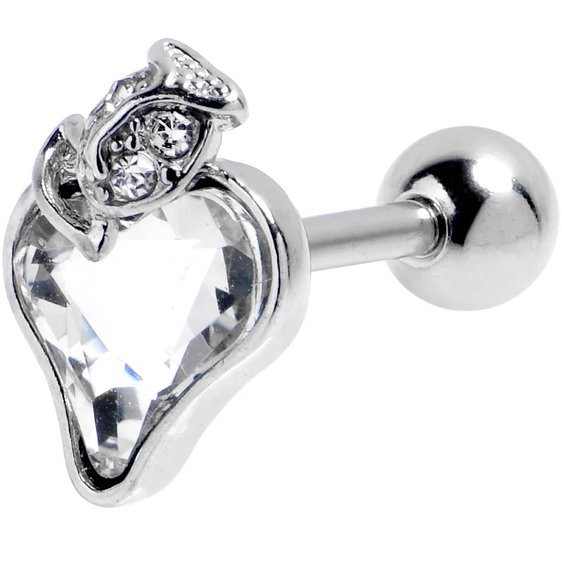 Women's Earrings – Elegant Designs for Every Personality--16 Gauge 1/4 Clear Gem Strawberry Love Cartilage Tragus Earring