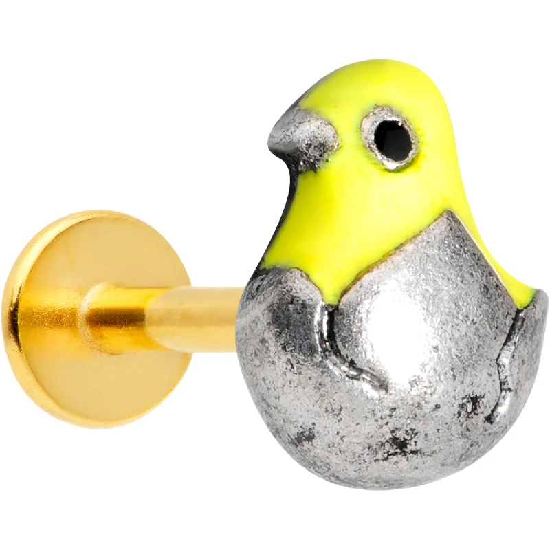 Comfortable Lip Rings for Active Lifestyle16 Gauge 5/16 Gold Tone Hatching Easter Chick Labret Monroe Tragus